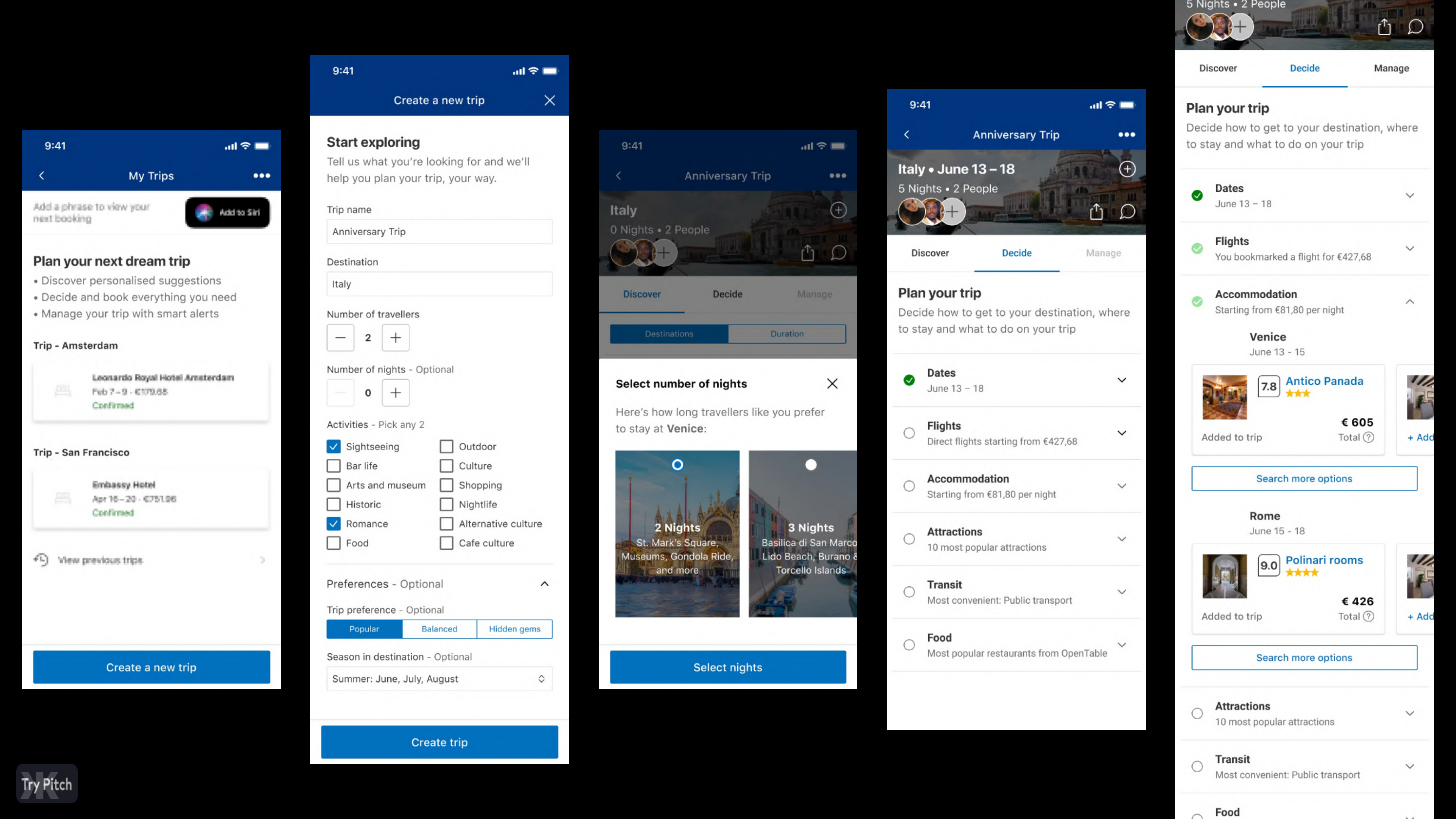 Booking trip planning flow