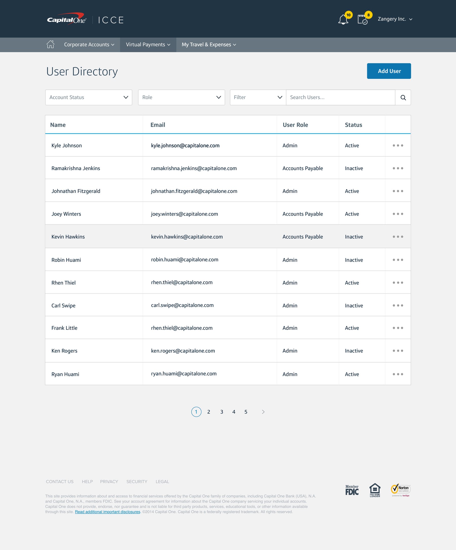 ICCE Web user directory mockup