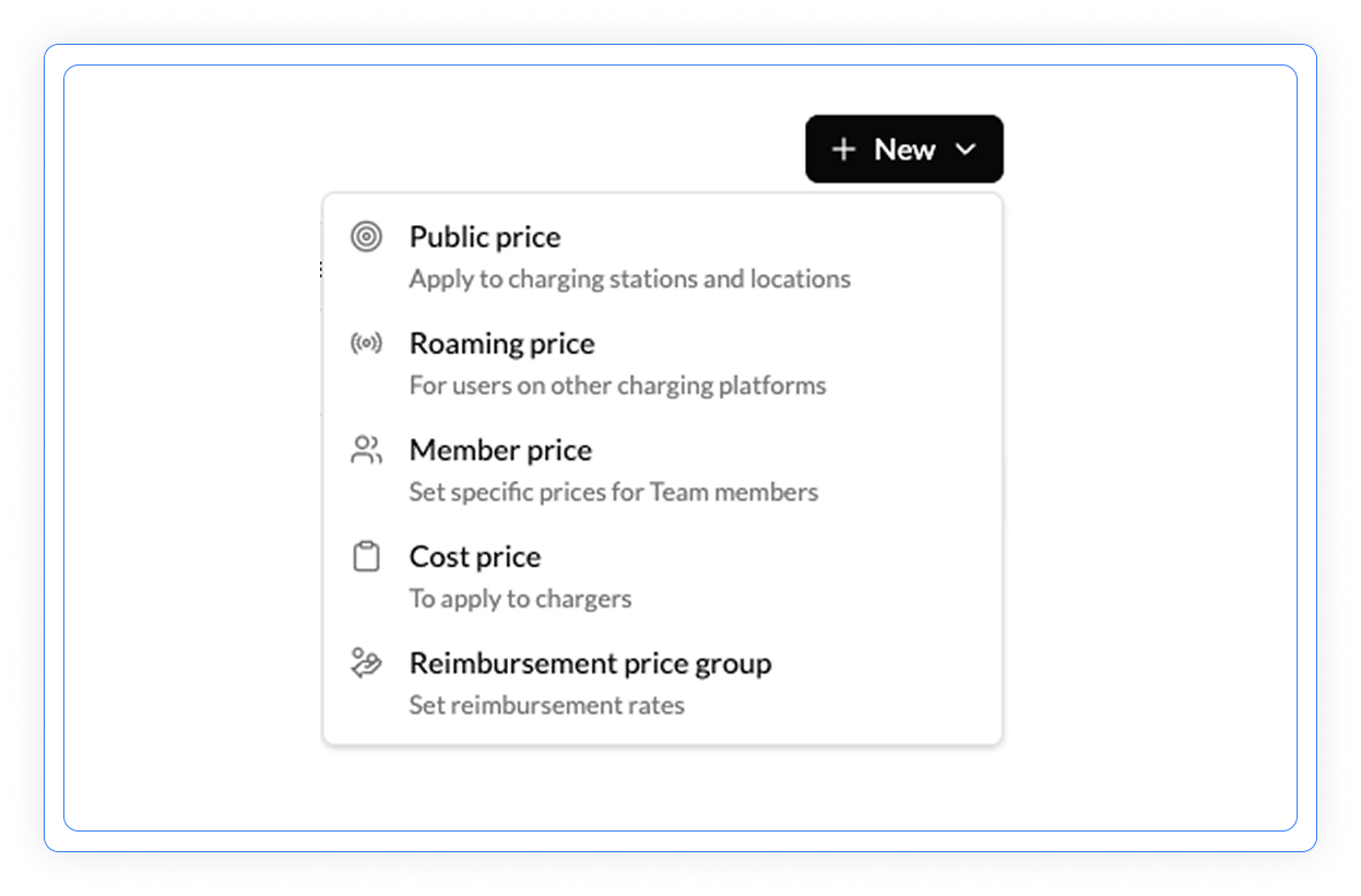 Monta Hub charge pricing screen
