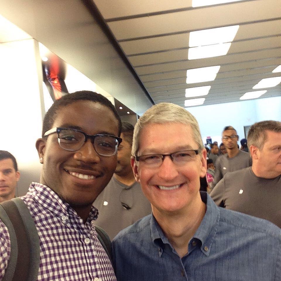 Kevin Hawkins with Tim Cook